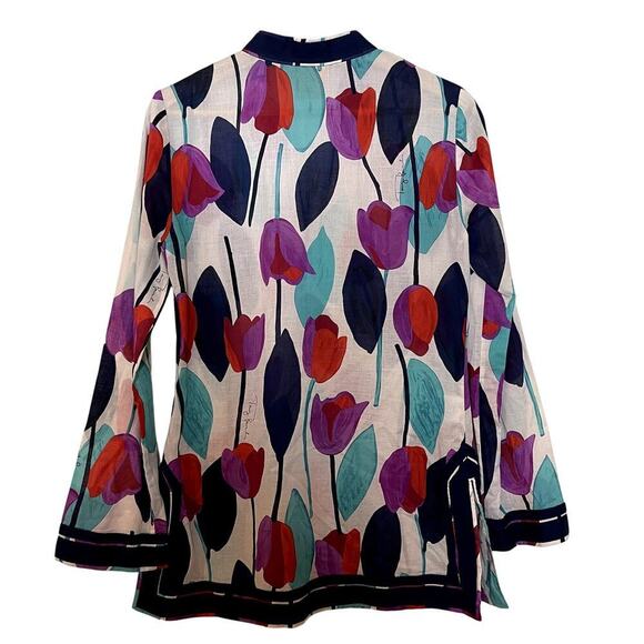 TORY BURCH TULIP LONG SLEEVE TUNIC TOP‎ SIZE 4 - Picture 2 of 9